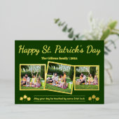 Prettig St. Patrick's dag Shamrocks familie 3 foto Folie Feestdagenkaart (Staand Voorkant)