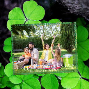 Prettig St. Patrick's dag Shamrocks gezinsfoto  Feestdagenkaart