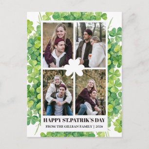 Prettig St. Patrick's dag Shamrocks gezinsfoto Feestdagenkaart