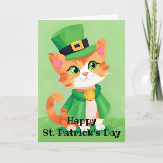 Prettig St. Patrick's Dag Speelse Kitten Vakantiet Feestdagen Kaart (Voorkant)