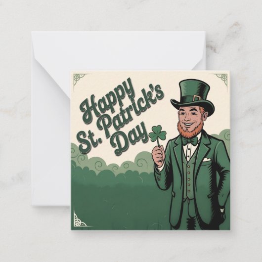 Prettig St. Patrick's Dag Vintage Kabouter Notitiekaartje (Voorkant)