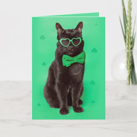 Prettig St. Patrick's Dag Voor Iedereen Zwarte Kat Feestdagen Kaart (Voorkant)