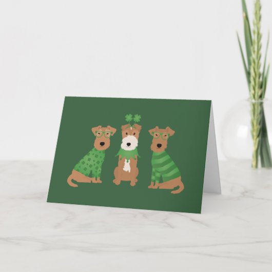 Prettig St. Patricks Dag Welsh Wire Fox Terrier Ho Feestdagen Kaart (Voorkant)