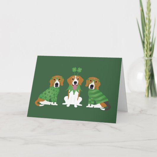 Prettig St. Patrick's Day Beagle Honden Feestdagen Kaart (Voorkant)