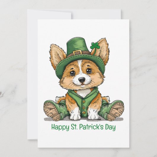 Prettig St. Patrick's Day Corgi Hond Feestdagenkaart (Voorkant)
