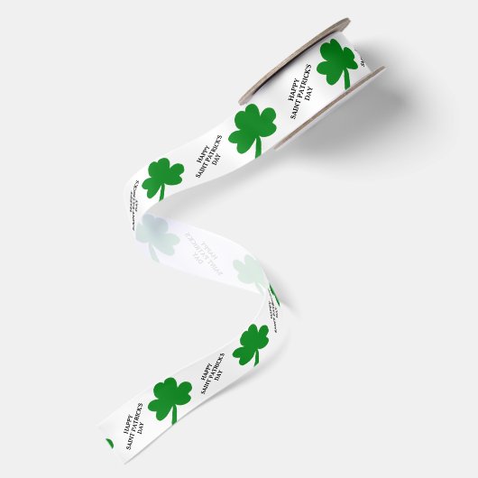Prettig St. Patrick's Day-drieblad 1,5" Satijnen Lint (Achterkant)