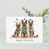Prettig St. Patrick's Day Duitse Herdershonden Feestdagenkaart (Staand voorkant)