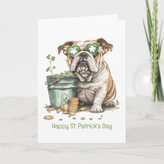 Prettig St. Patrick's Day Engelse Bulldog Feestdagen Kaart (Voorkant)