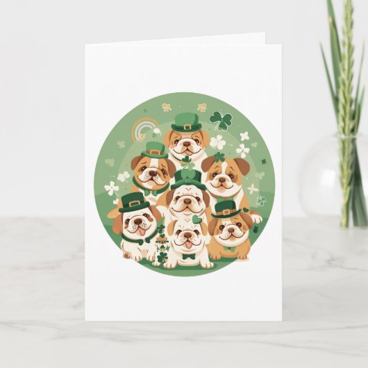 Prettig St. Patrick's Day Engelse Bulldogs Feestdagen Kaart (Voorkant)