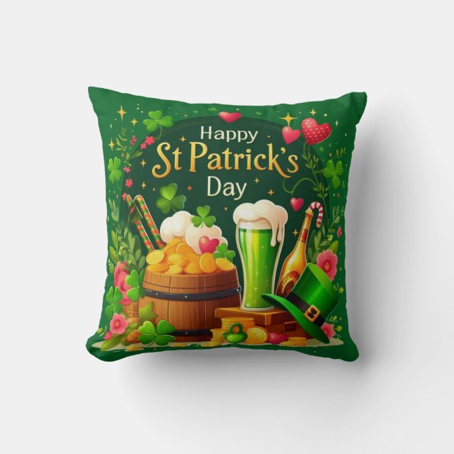 Prettig St. Patrick's Day Feestelijke Viering Kussen (Voorkant)
