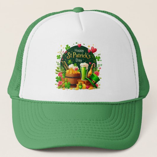 Prettig St. Patrick's Day Feestelijke Viering Trucker Pet (Voorkant)