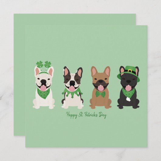 Prettig St. Patrick's Day Franse Bulldoggen Feestdagenkaart (Voorkant / Achterkant)