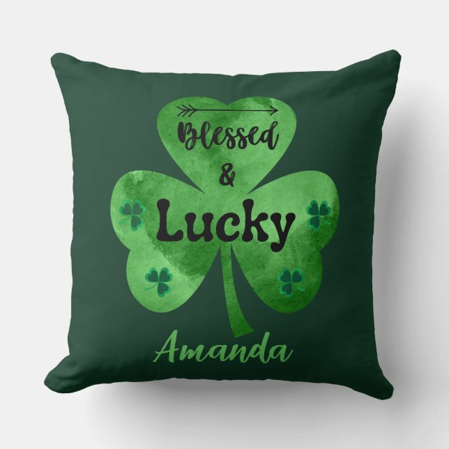 Prettig St. Patrick's Day  Gezegend en Gelukkig Kussen (Voorkant)