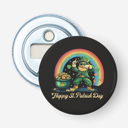 Prettig St Patricks Day Grappige Leprechaun Button Flesopener (Voorkant)