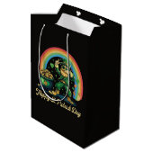 Prettig St. Patrick's Day Grappige Leprechaun Medium Cadeauzakje (Achterkant Gekanteld)