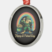 Prettig St. Patrick's Day Grappige Leprechaun Metalen Ornament (Links)