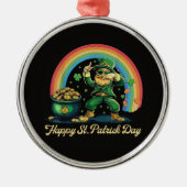 Prettig St. Patrick's Day Grappige Leprechaun Metalen Ornament (Voorkant)