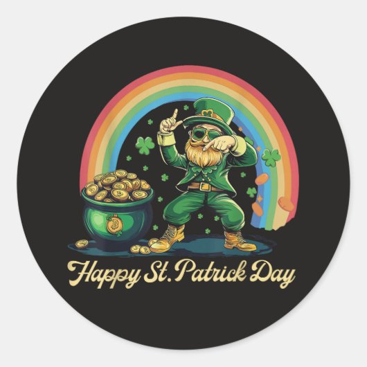 Prettig St. Patrick's Day Grappige Leprechaun Ronde Sticker (Voorkant)