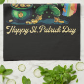 Prettig St. Patrick's Day Grappige Leprechaun Theedoek (Gevouwen)