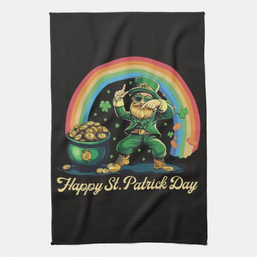 Prettig St. Patrick's Day Grappige Leprechaun Theedoek (Verticaal)