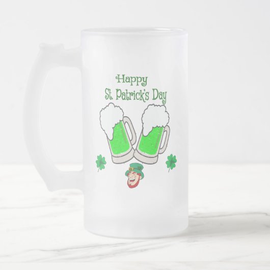 Prettig St. Patrick's Day, Groene Bier Matglas Bierpul (Links)
