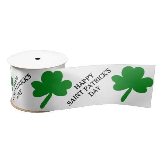 Prettig St. Patrick's Day Groene Shamrocks Satijnen Lint (Spoel)