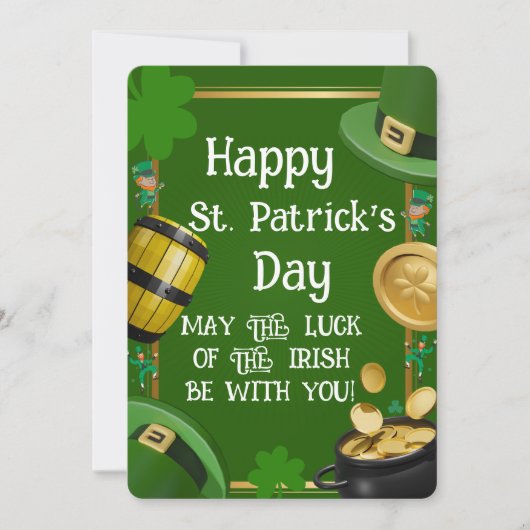 Prettig St. Patrick's Day - Ierse Zegen & Versierd Kaart (Voorkant)