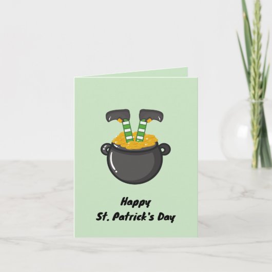 Prettig St. Patrick's Day Kabouter Groen Goud Kaart (Voorkant)