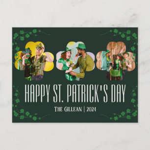 Prettig St. Patrick's Day Klaver familiefoto Feestdagenkaart