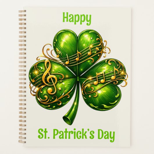 Prettig St. Patrick's Day Klaverblad muziek Planner (Voorkant)
