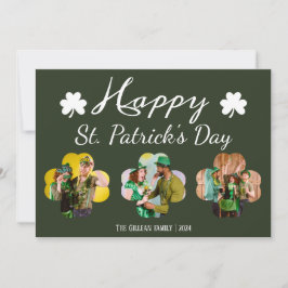 Prettig St. Patrick's Day Klavertje familie foto Feestdagenkaart