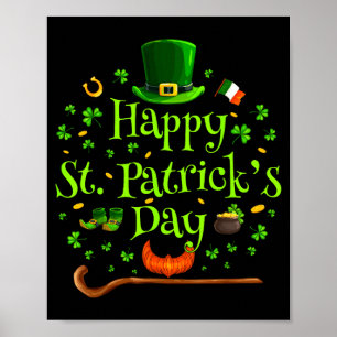 Prettig St. Patrick's Day klavertje Ierse heilige Poster