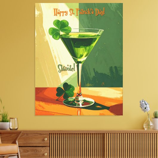 Prettig St. Patrick's Day Klavertje Martini Canvas Afdruk (Insitu (Woonkamer))