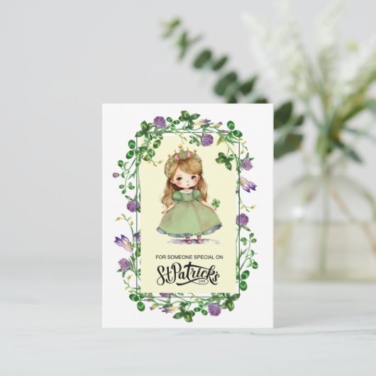 Prettig St. Patrick's Day. Klein Iers prinsesje Briefkaart (Staand voorkant)