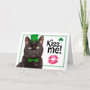 Prettig St. Patrick's Day Kus Me Kat in Groene Hoe Feestdagen Kaart