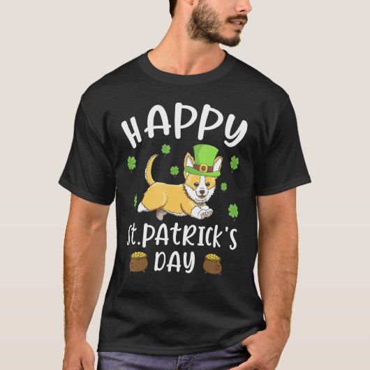 Prettig St. Patrick's Day Leuk St. Patrick's Corgi T-shirt (Voorkant)
