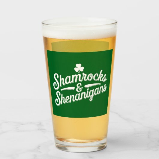 Prettig St. Patrick's Day Lucky Shamrock&Shenaniga Glas (Voorkant gevuld)