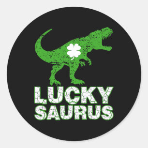 Prettig St. Patrick's Day Luckysaurus Dinosaurus S Ronde Sticker