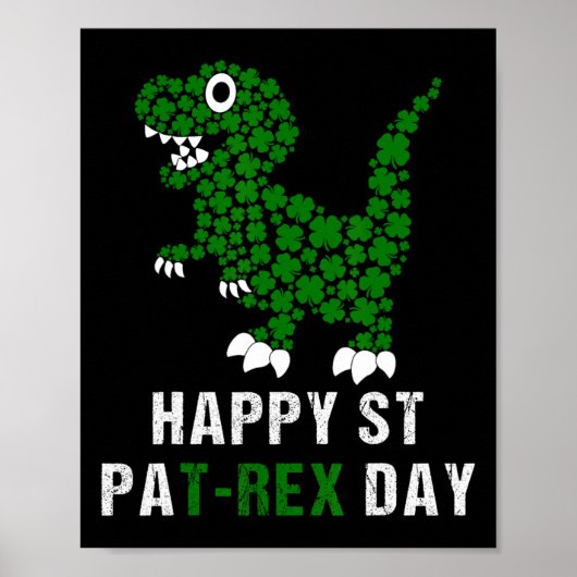 Prettig St. Patrick's Day Patrex T-rex Dinosaur Gr Poster (Voorkant)