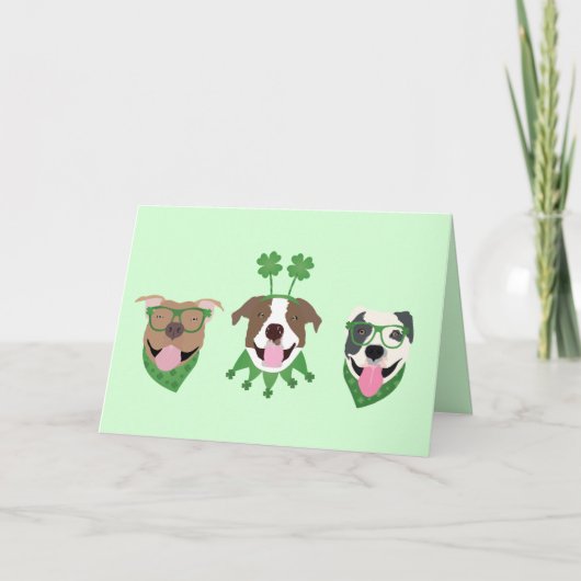 Prettig St. Patrick's Day Pit Bull Honden Feestdagen Kaart (Voorkant)