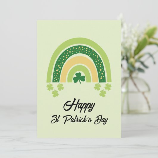 Prettig St. Patrick's Day Regenboog Groen Goud Feestdagenkaart (Staand voorkant)