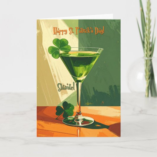 Prettig St. Patrick's Day Shamrock Martini  Kaart (Voorkant)