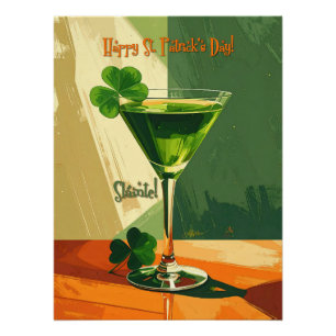 Prettig St. Patrick's Day Shamrock Martini Perfect Poster