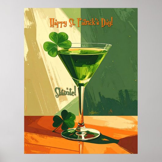 Prettig St. Patrick's Day Shamrock Martini Poster (Voorkant)
