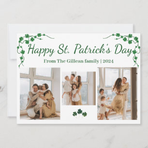 Prettig St. Patrick's Day Shamrocks familie 3 foto Feestdagenkaart