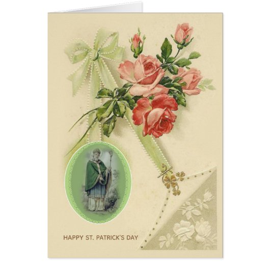 Prettig St. Patrick's Day Shamrocks Vintage Religi (Voorkant)