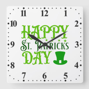 Prettig St. Patrick's Day Vierkante Klok
