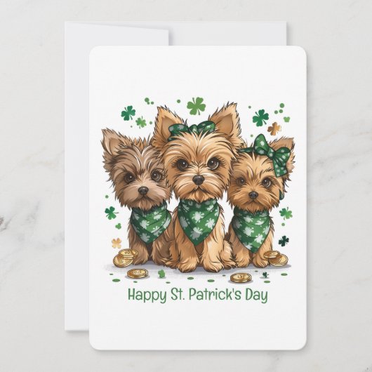 Prettig St. Patrick's Day Yorkshire Terrier Honden Feestdagenkaart (Voorkant)