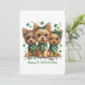 Prettig St. Patrick's Day Yorkshire Terrier Honden Feestdagenkaart (Staand voorkant)