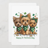 Prettig St. Patrick's Day Yorkshire Terrier Honden Feestdagenkaart (Voorkant / Achterkant)